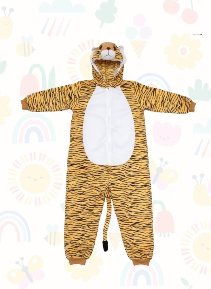 بريميم زي تنكري على شكل نمر للأطفال - زي تنكري ناعم بغطاء رأس مناسب للأولاد والبنات - Image 4